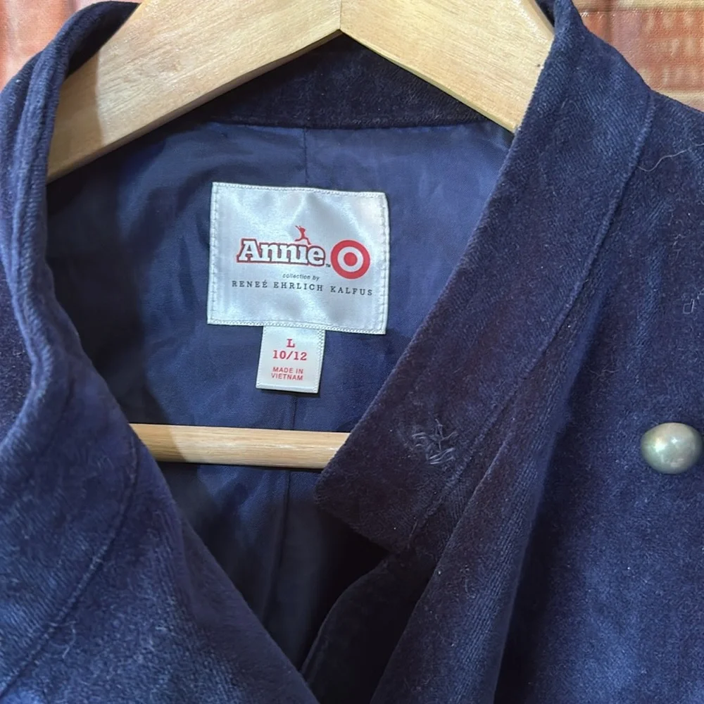2014 Annie for Target Navy Velour Military Jacket Girls 10/12 Movie Costume
